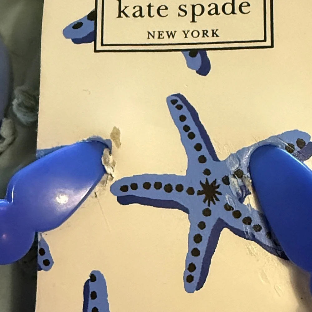 Kate Spade White and Blue Starfish Flip Flops - Picture 3 of 7